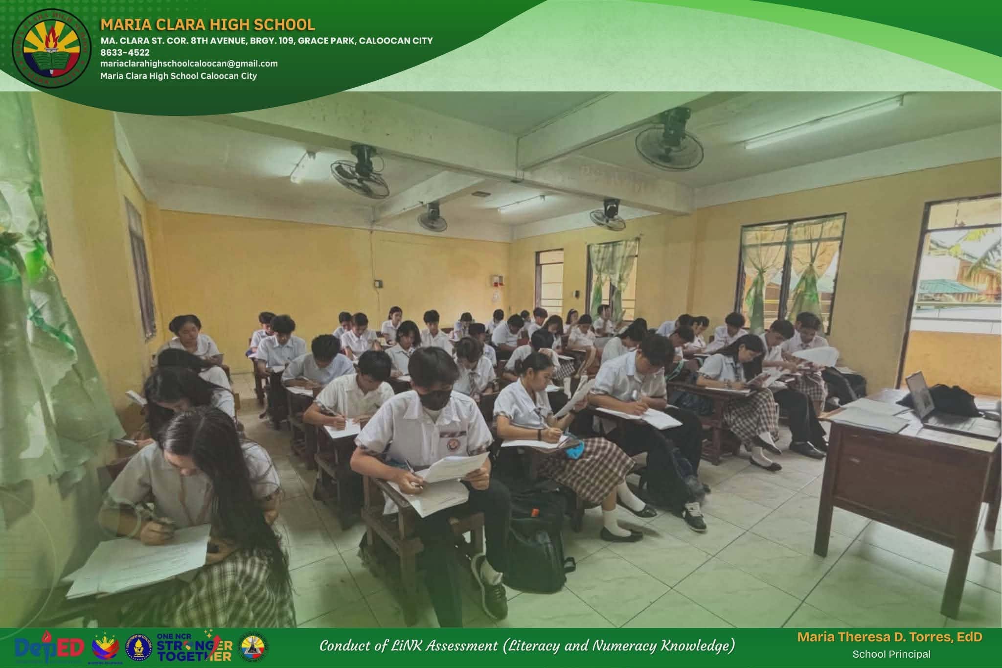 Conduct and Monitoring of the LiNK Assessment at Maria Clara High School.